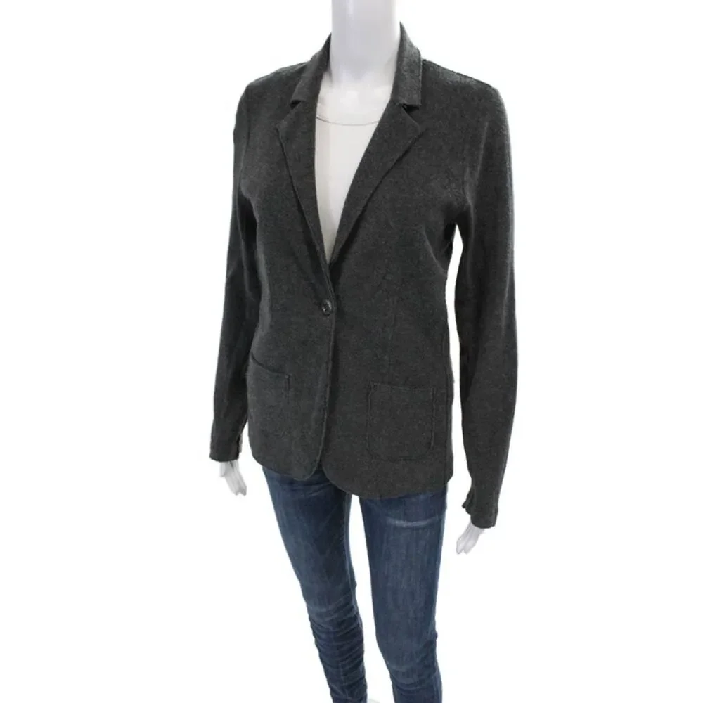 Goldie Womens Narrow Lapel Single Button Jacket Gray Cotton Size Small - Picture 3 of 4